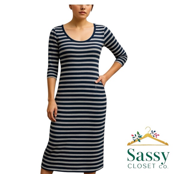 Michael Kors Dresses & Skirts - MICHAEL KORS Dress – Gray/Navy Scoop Neck Maxi, Sz M, EUC